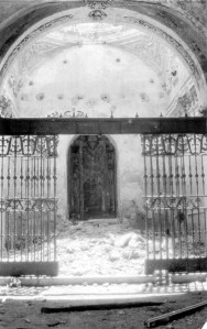 La capilla de la congregación del Cristo de la Buena Muerte y la Virgen de la Soledad horas después de ser destruida.