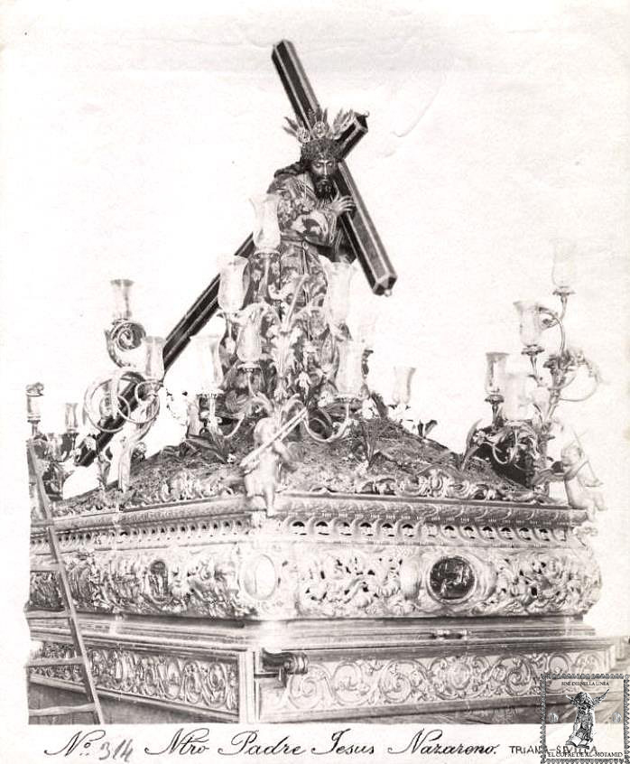 El Cristo de La O ya con la túnica bordada por las hermanas Antúnez en 1891.