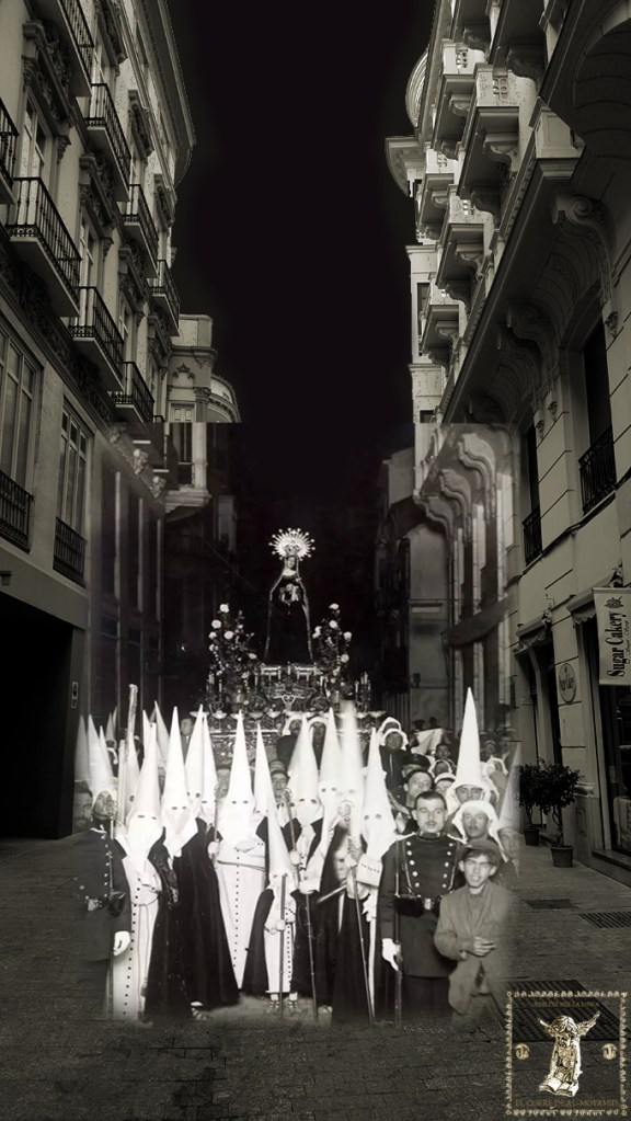 Fotomontaje del autor donde apreciamos la situación aproximada de los pasos y sus cortejos en 1922.